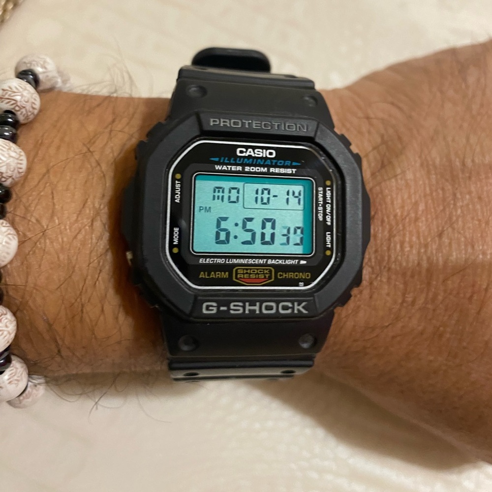 G-Shock Black Digital Watch with Blue Accents